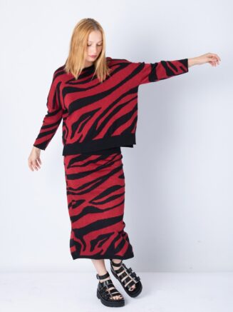 Falda punto cebra roja