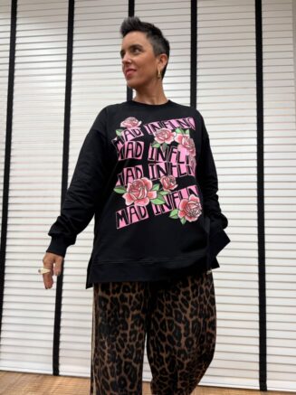 Sudadera Rosas Negra