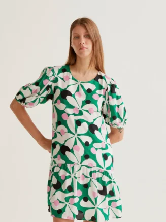 Vestido corto con estampado Hosta