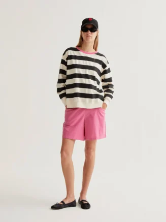 Sudadera con estampado de rayas blanco y negro