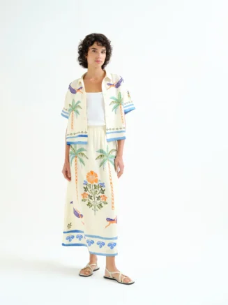 Falda larga con estampado Palm & Mermaid