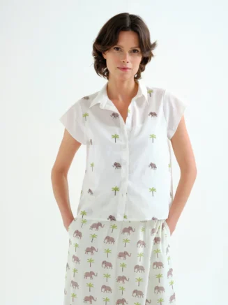 Camisa con estampado Elefante y Palmera