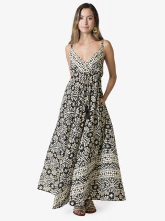 Vestido largo estampado negro