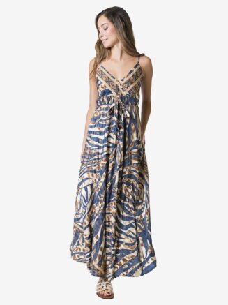 Vestido largo Estampado Azul