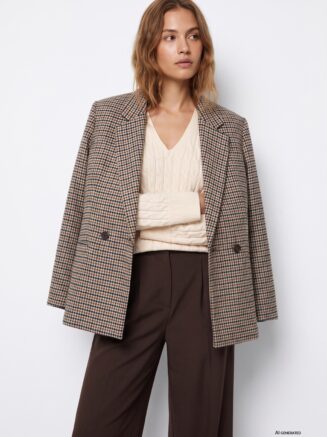Blazer beige cuadros oversize