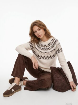 Jersey beige con estampado geométrico