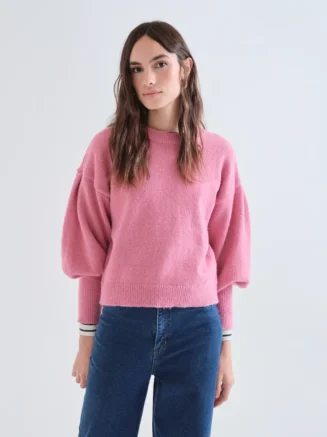 Jersey básico de punto rosa